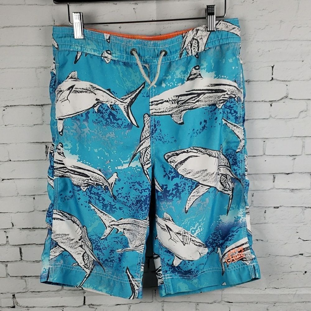 GAP KID'S BLUE SHARK PRINT SWIM SHORTS SIZE XXL
